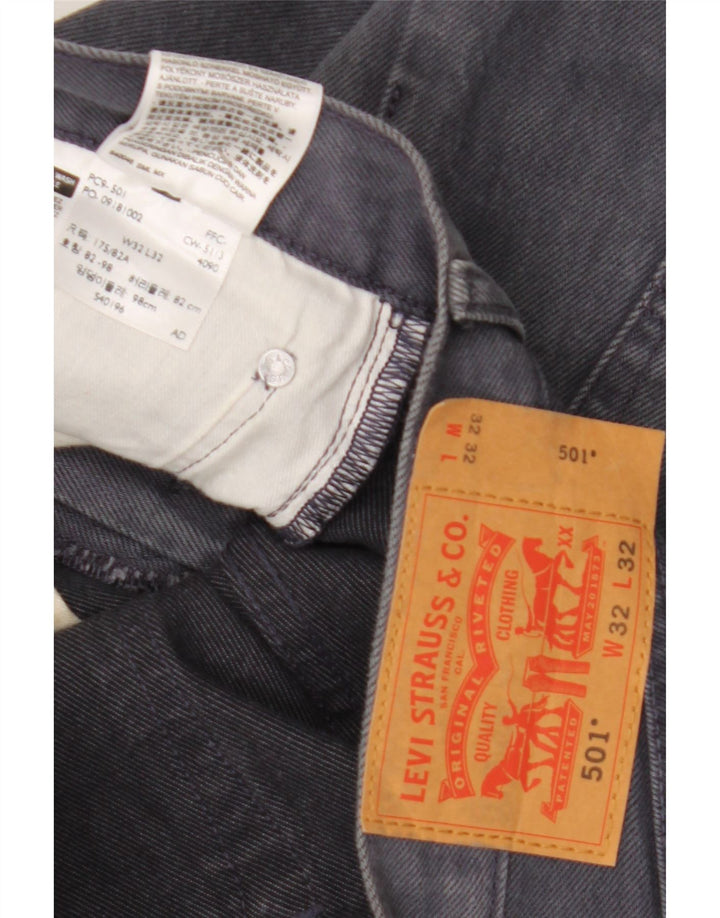 Levi's Mens 501 Straight Jeans W32 L32 Grey Cotton