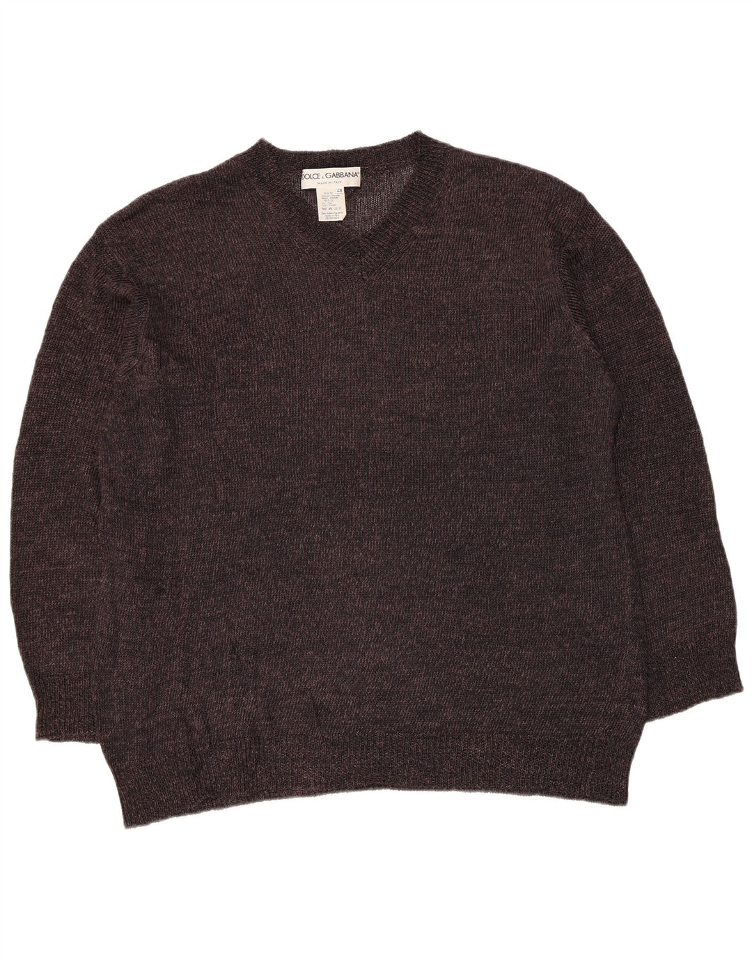 Dolce & Gabbana Womens V-Neck Jumper Sweater IT 48 XL Brown Viscose