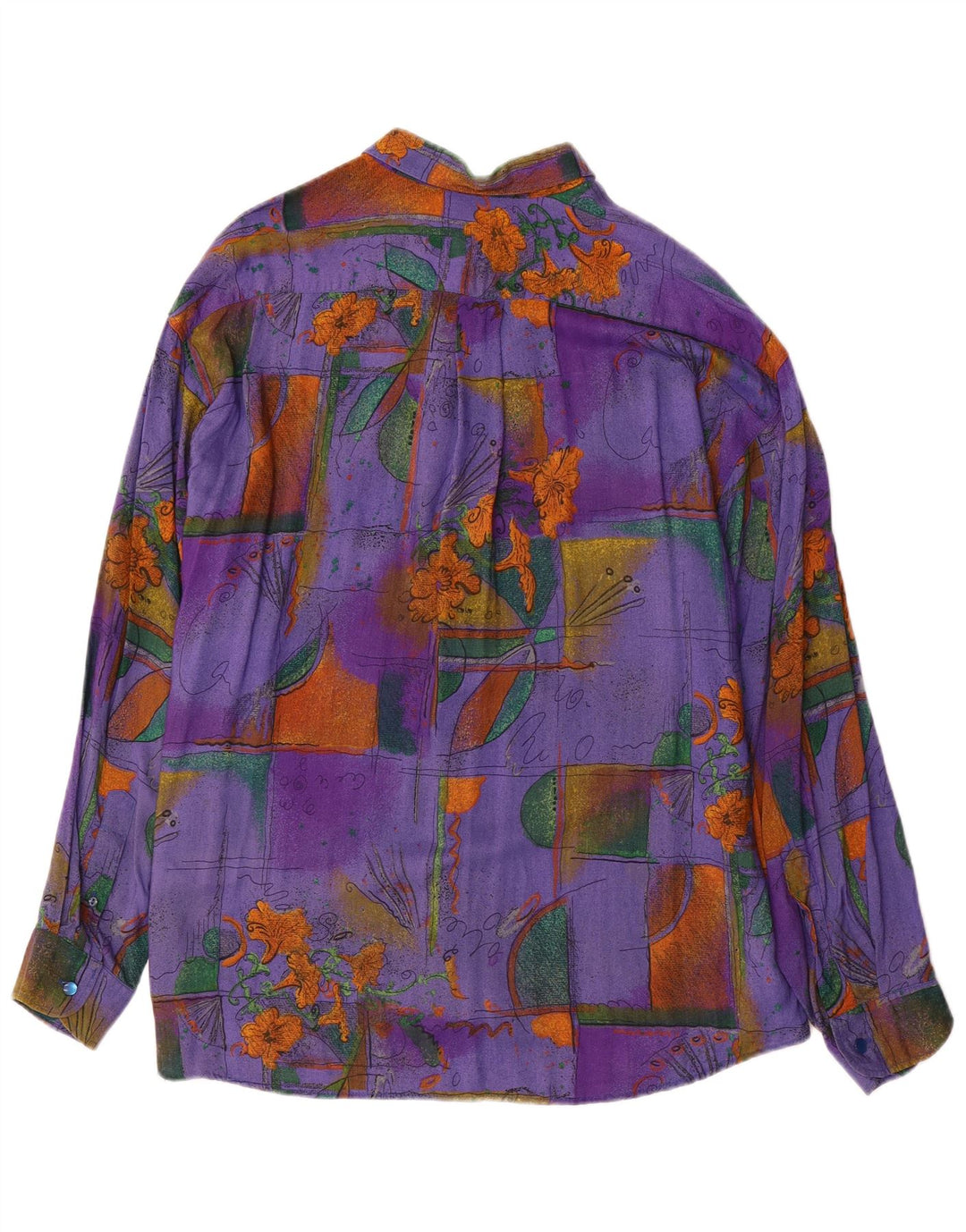 VINTAGE Mens Shirt XL Purple Floral Viscose
