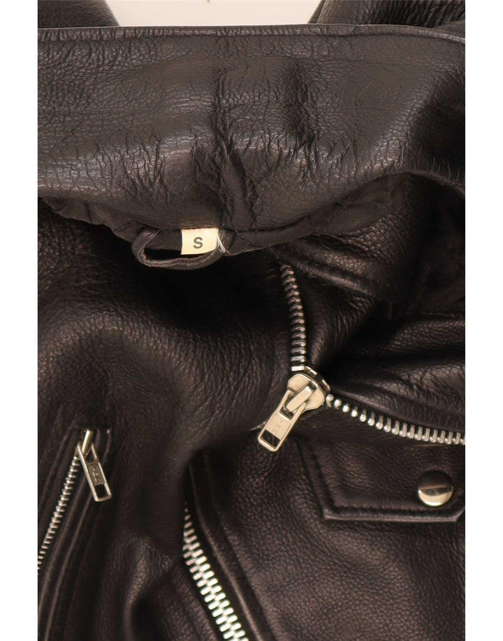 Vintage Mens Leather Biker Jacket UK 36 Small Black
