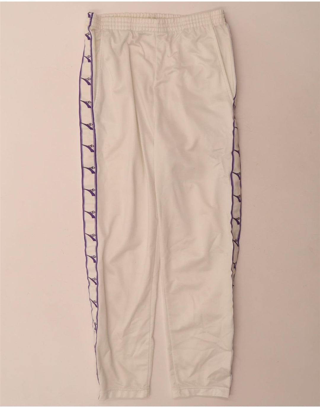 Diadora Womens Graphic Tracksuit Trousers UK 10 Small White Polyester