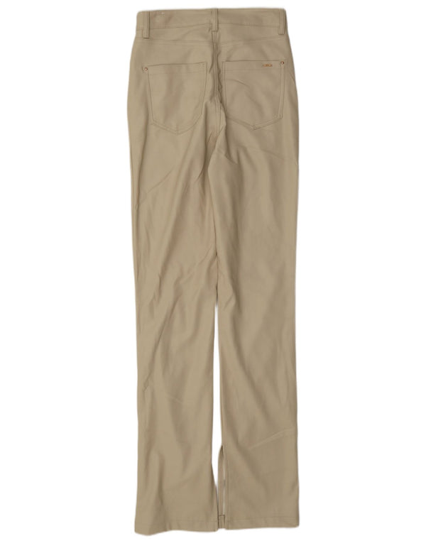 Zara Womens Straight Faux Leather Trousers EU 34 2XS W24 L33 Beige