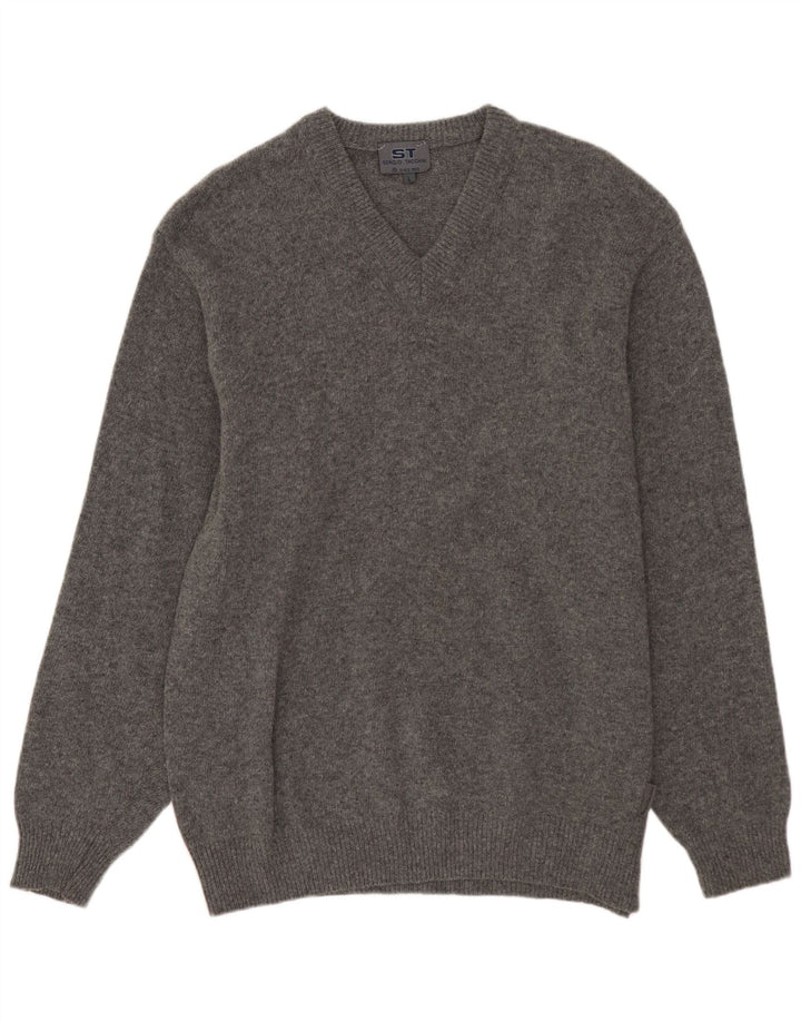 SERGIO TACCHINI Mens V-Neck Jumper Sweater Large Grey