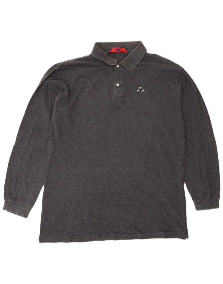 Kappa Mens Long Sleeve Polo Shirt XL Grey Cotton