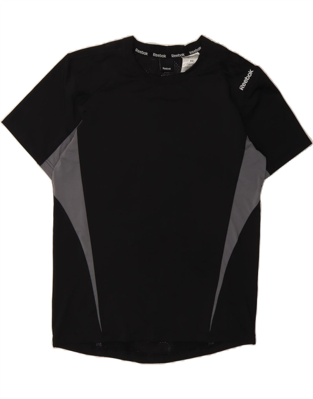 REEBOK Mens T-Shirt Top Medium Black Colourblock Polyester Vintage Reebok and Second-Hand Reebok from Messina Hembry 