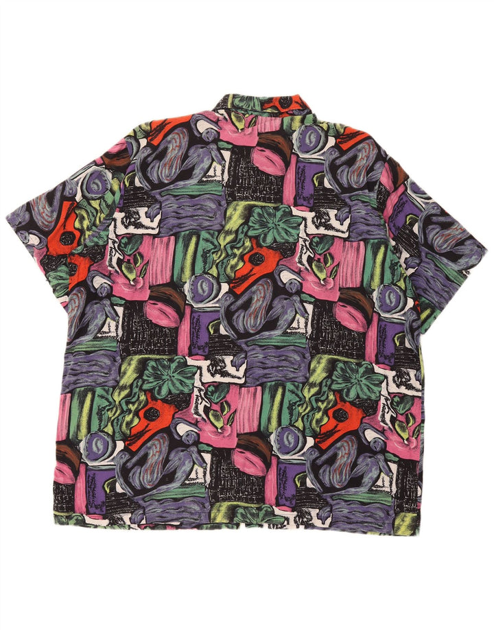 Vintage Mens Short Sleeve Abstract Pattern Shirt XL Multicoloured