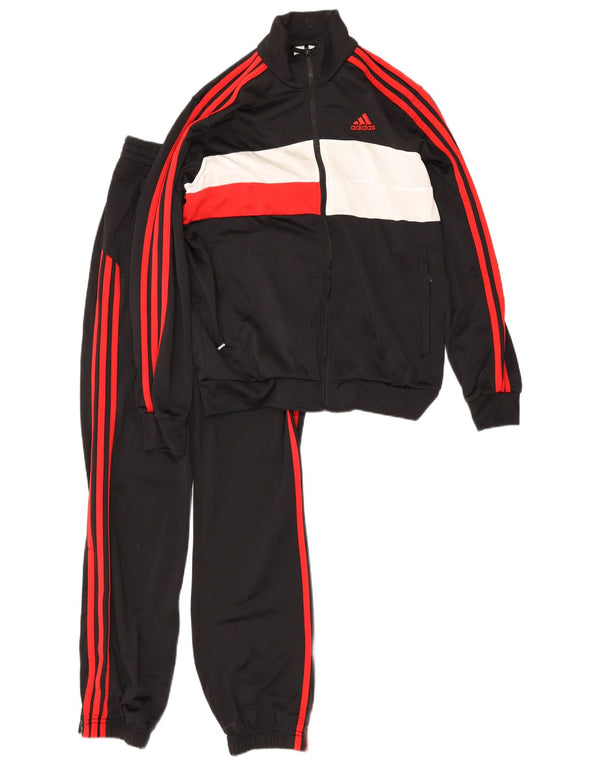 Adidas Boys Full Tracksuit 13-14 Years Black Colourblock Polyester