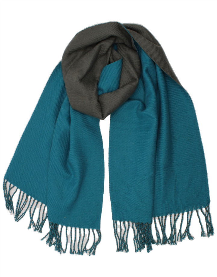 BENETTON Womens Rectangle Scarf One Size Blue Colourblock Acrylic Vintage Benetton and Second-Hand Benetton from Messina Hembry 