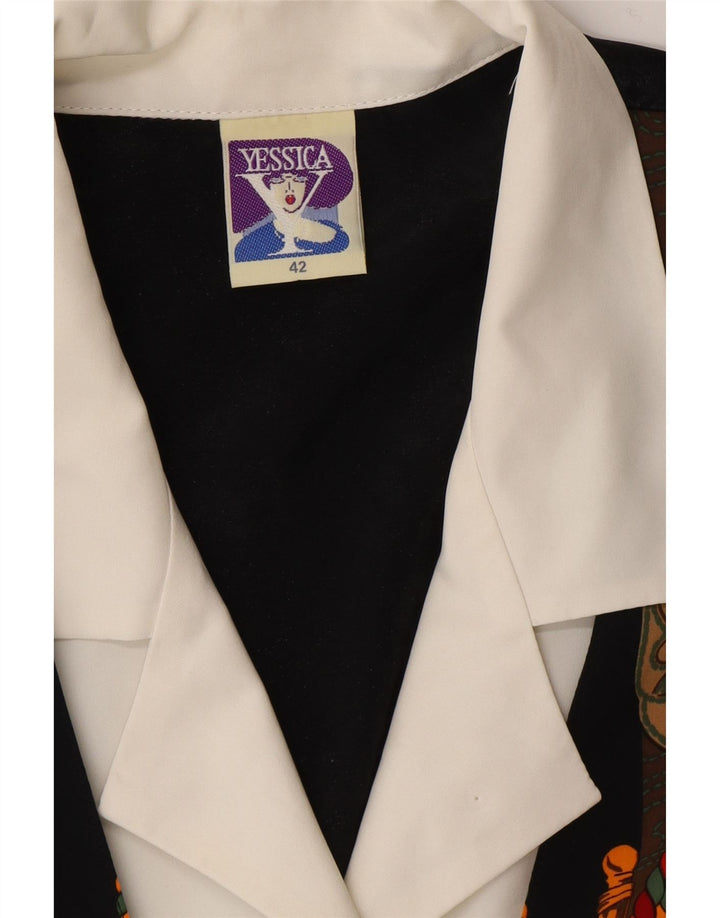 YESSICA Womens Graphic Shirt Blouse EU 42 Large Black Colourblock