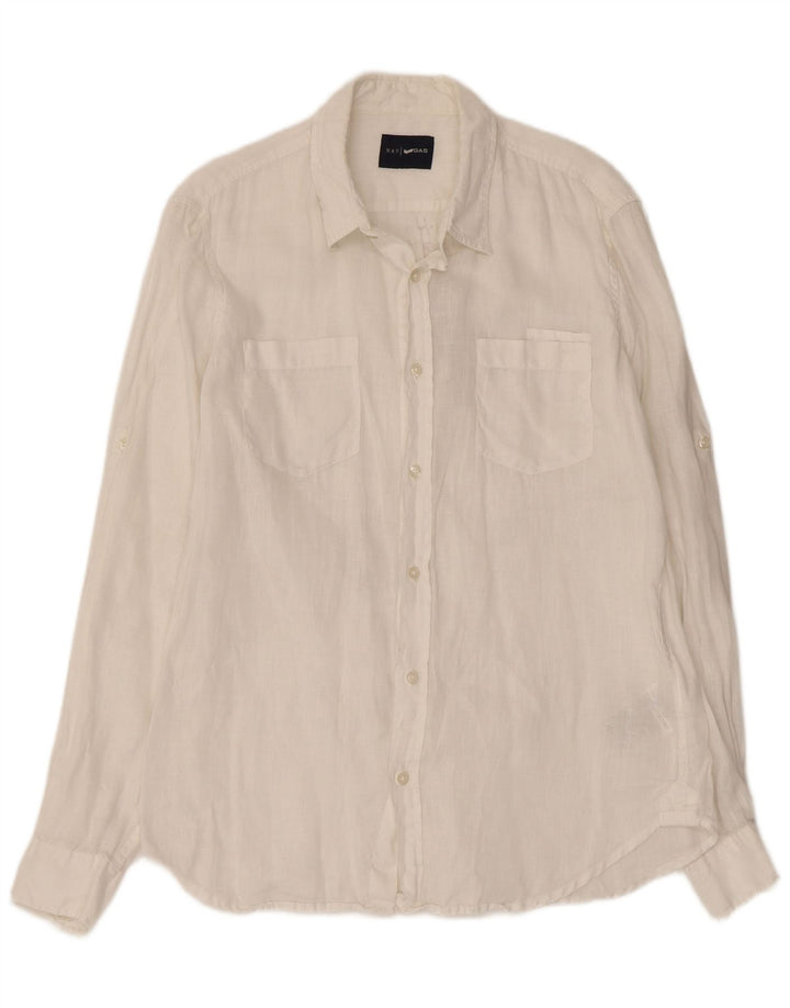 Gas Mens Shirt Large White Linen