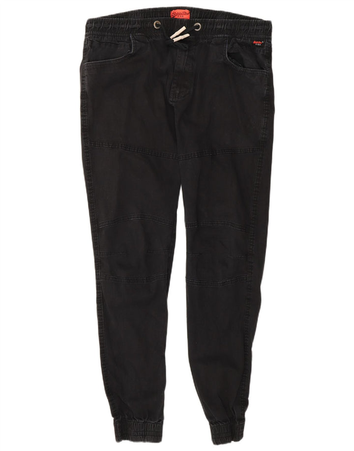 SUPERDRY Mens Joggers Casual Trousers W36 L30 Black Cotton