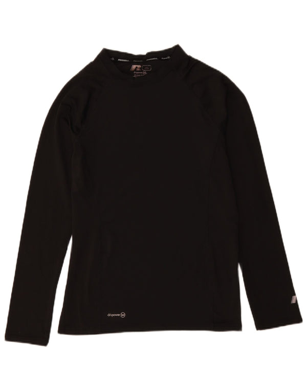 RUSSELL ATHLETIC Mens Top Long Sleeve Medium Black Polyester
