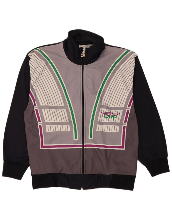 F.LLI Campagnolo Mens Tracksuit Top Jacket UK 36 Small Black Colourblock