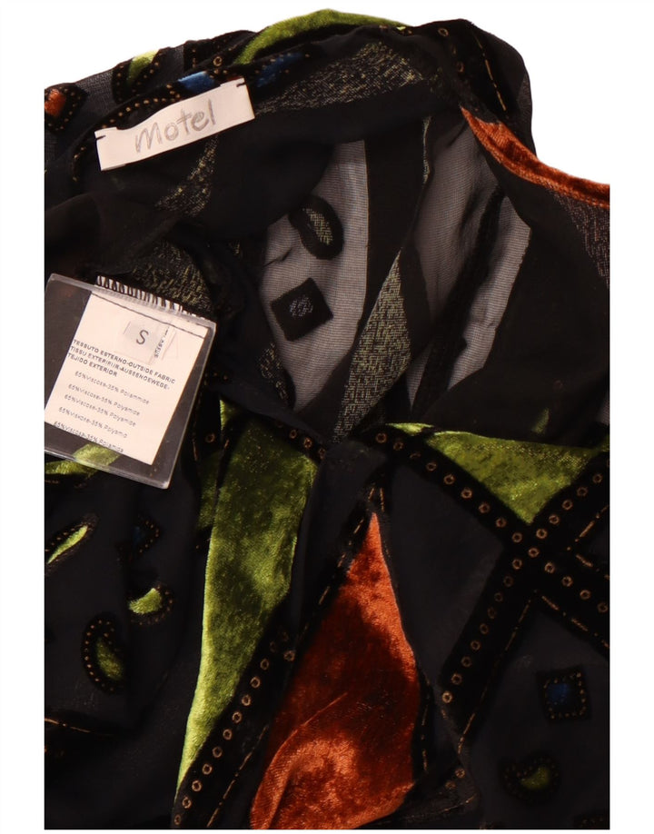 MOTEL Womens Oversized See Through Bolero Top UK 10 Small Black Patchwork