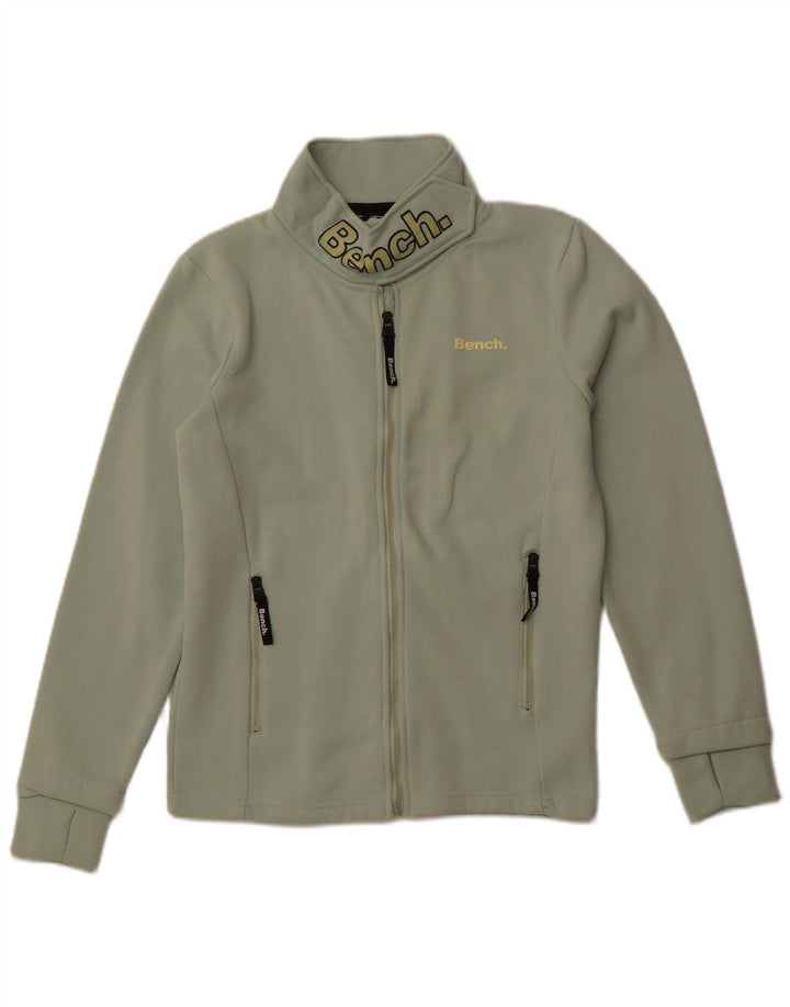 BENCH Womens Graphic Tracksuit Top Jacket UK 12 Medium Green Cotton