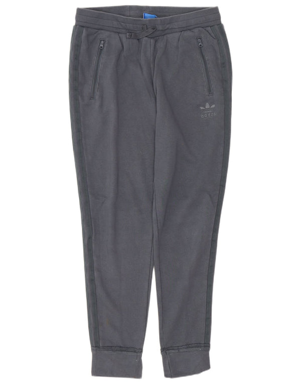 ADIDAS Womens Tracksuit Trousers Joggers UK 12 Medium Grey Cotton