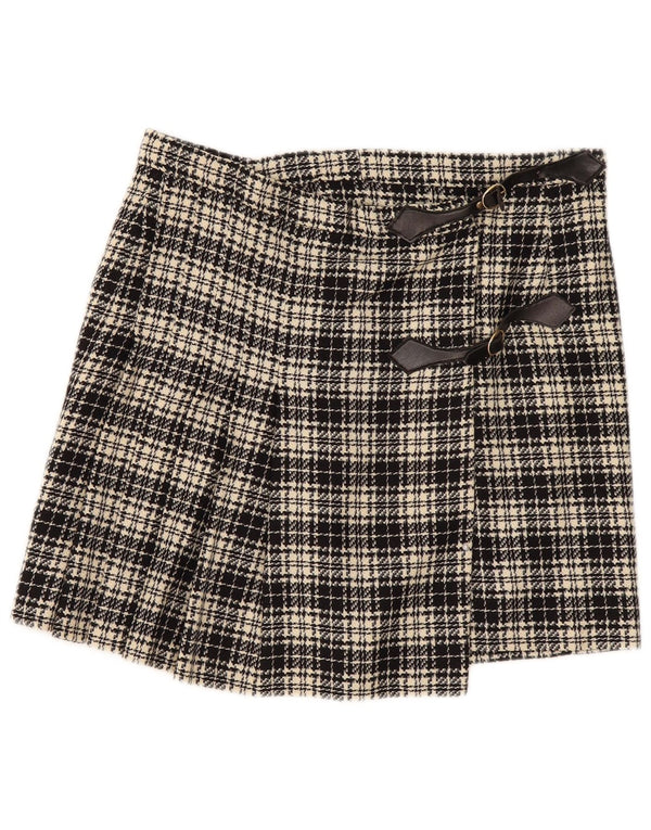 Vintage Womens Mini Wrap Skirt W32 Large Black Check