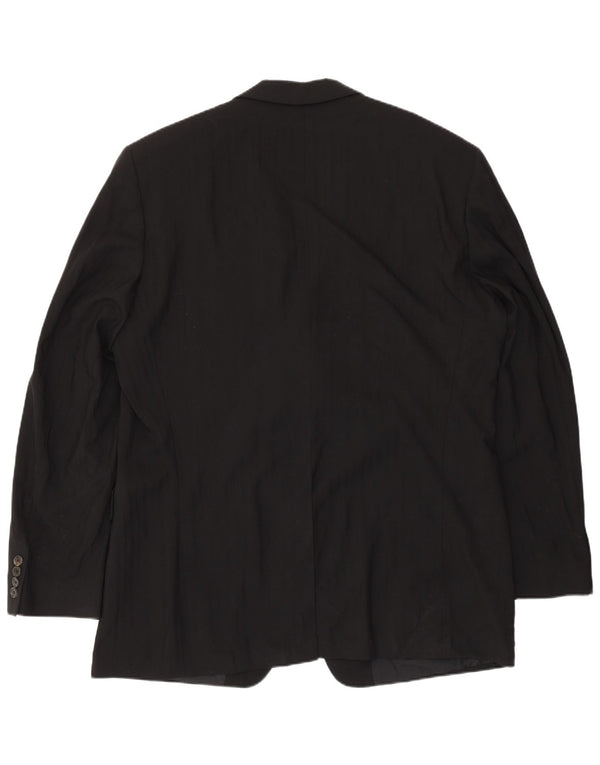 Hugo Boss Mens 3 Button Blazer Jacket EU 56 3XL Black Striped Wool