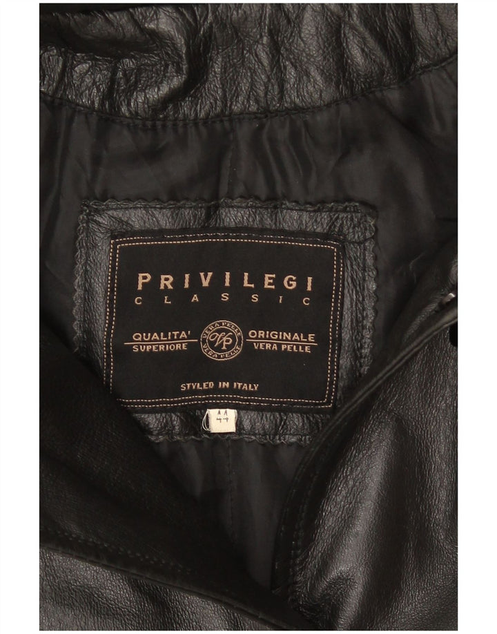 Privilegi Womens Hooded Oversized Leather Coat IT 44 Medium Black Leather