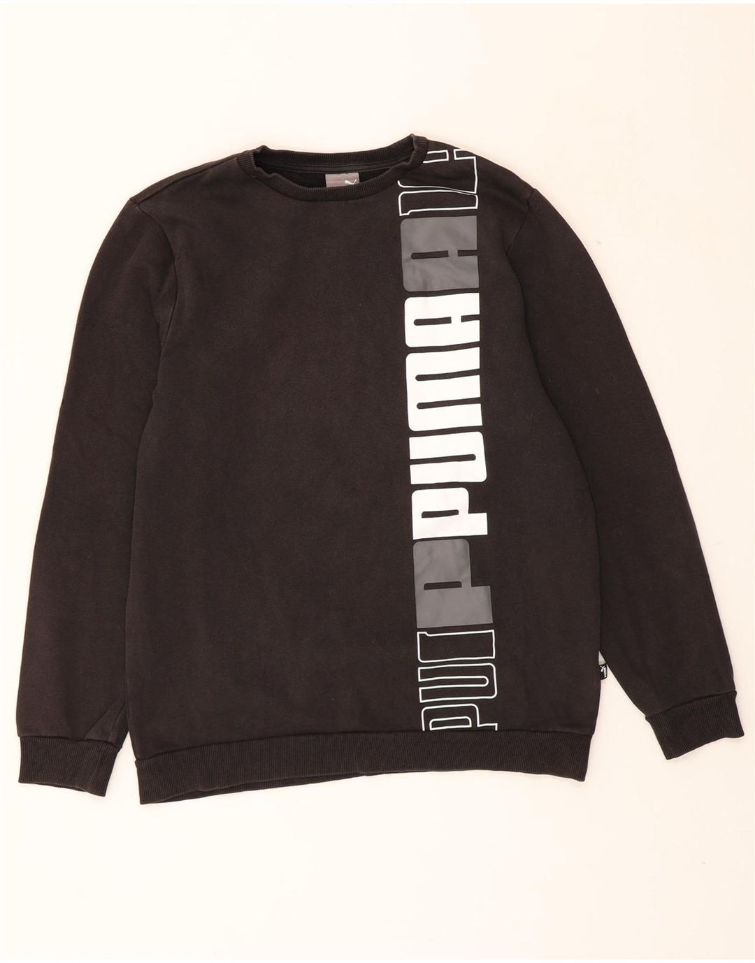 PUMA Mens Graphic Sweatshirt Jumper Medium Black Cotton Vintage Puma and Second-Hand Puma from Messina Hembry 