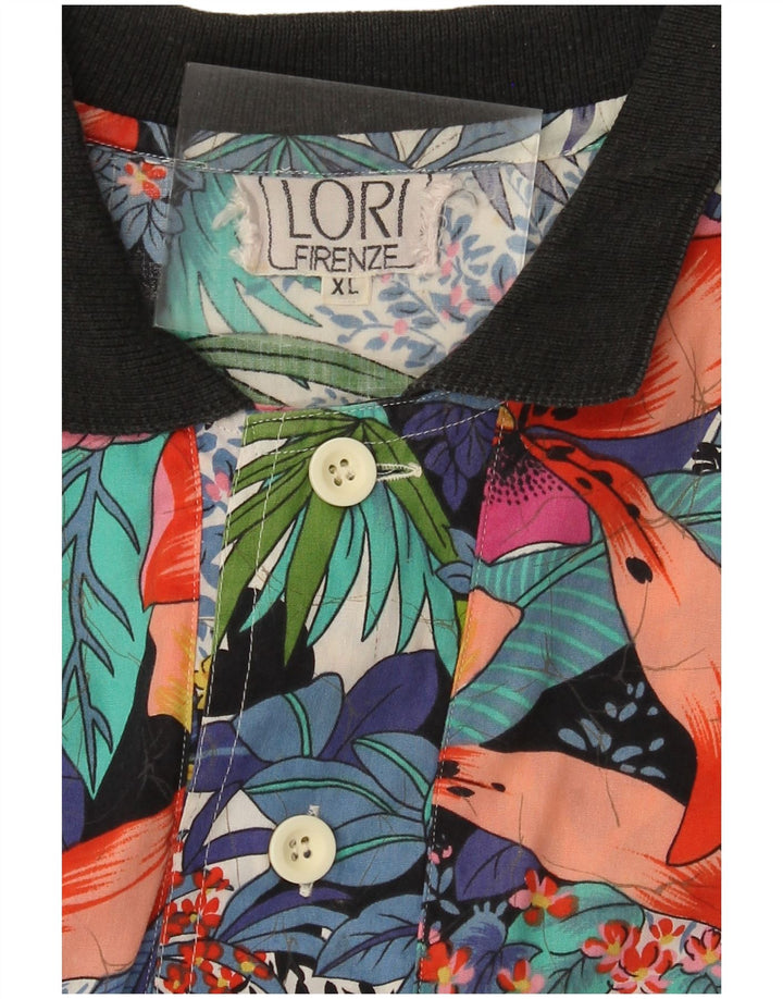 Vintage Mens Short Sleeve Pullover Shirt XL Multicoloured Floral