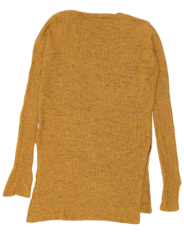 Zara Womens Boat Neck Jumper Sweater UK 10 Small Yellow Flecked Acrylic
