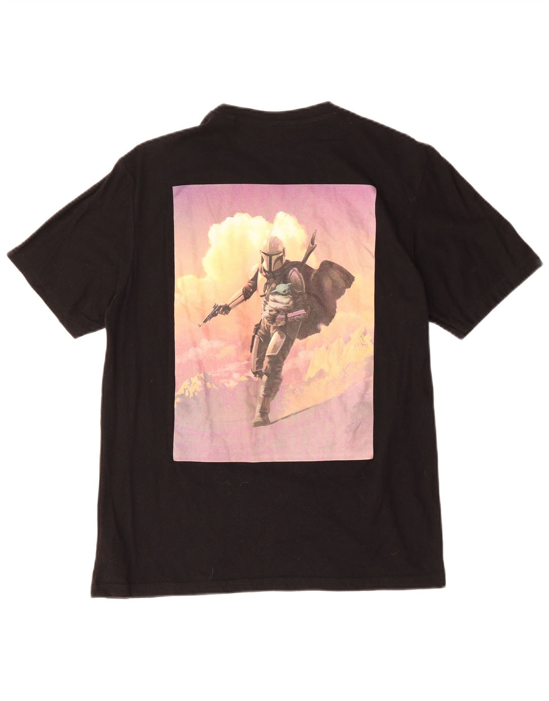 Pull & Bear Mens Graphic T-Shirt Top Medium Black Cotton