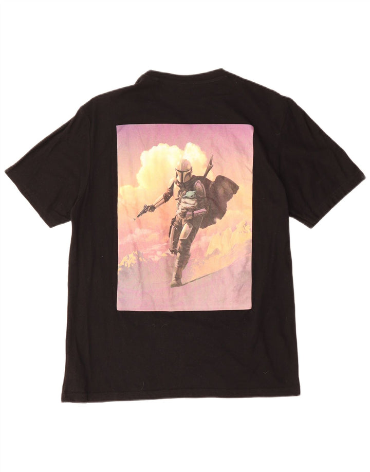 Pull & Bear Mens Graphic T-Shirt Top Medium Black Cotton