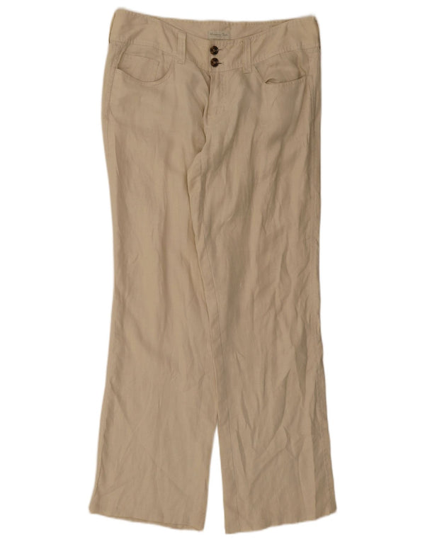 Massimo Dutti Womens Straight Casual Trousers EU 42 Large W32 L32 Beige