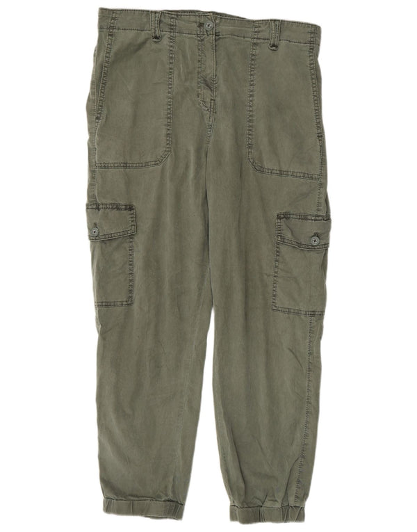 Marks & Spencer Womens Joggers Cargo Trousers UK 12 Medium W32 L26 Khaki