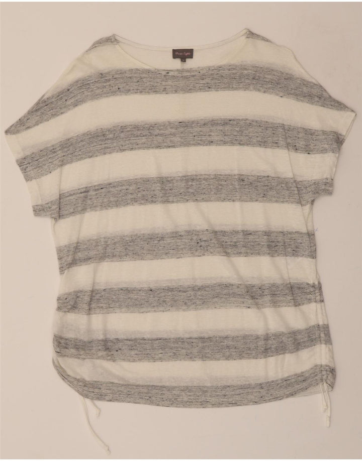 PHASE EIGHT Womens Oversized T-Shirt Top UK 16 Large  White Striped Vintage Phase Eight and Second-Hand Phase Eight from Messina Hembry 