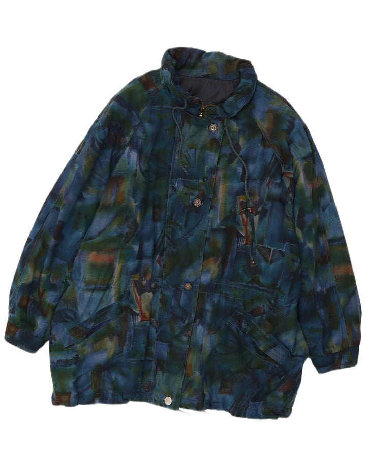 VINTAGE Womens Oversized Windbreaker Coat UK 20 2XL Navy Blue Tie Dye