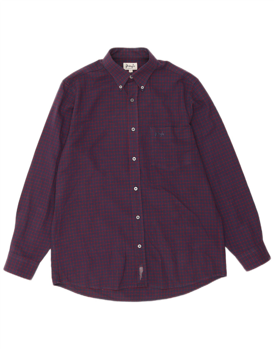Pringle Mens Shirt Small Purple Gingham Polyester
