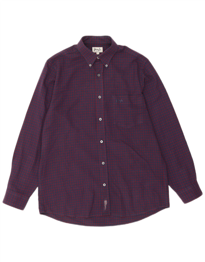 Pringle Mens Shirt Small Purple Gingham Polyester