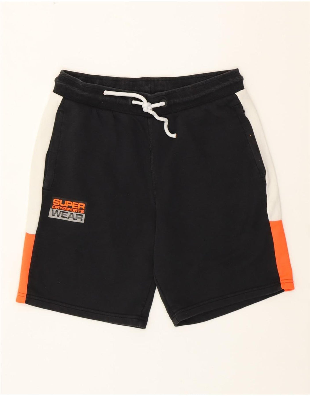SUPERDRY Mens Graphic Sport Shorts Large  Black Colourblock Cotton