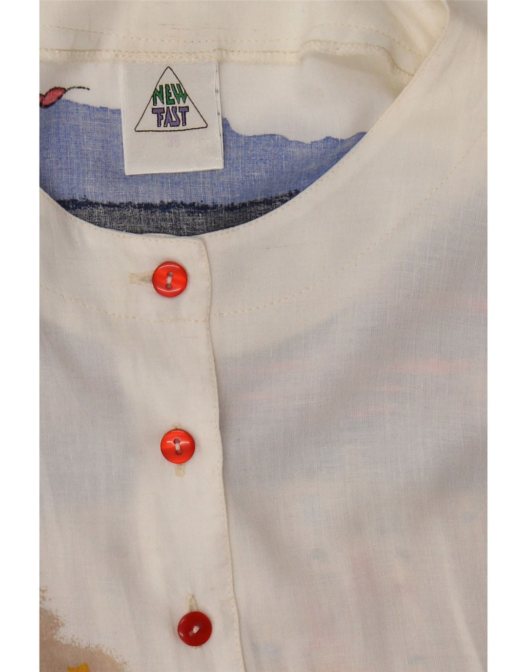 New Fast Womens Oversized Graphic Shirt Blouse EU 36 Small White