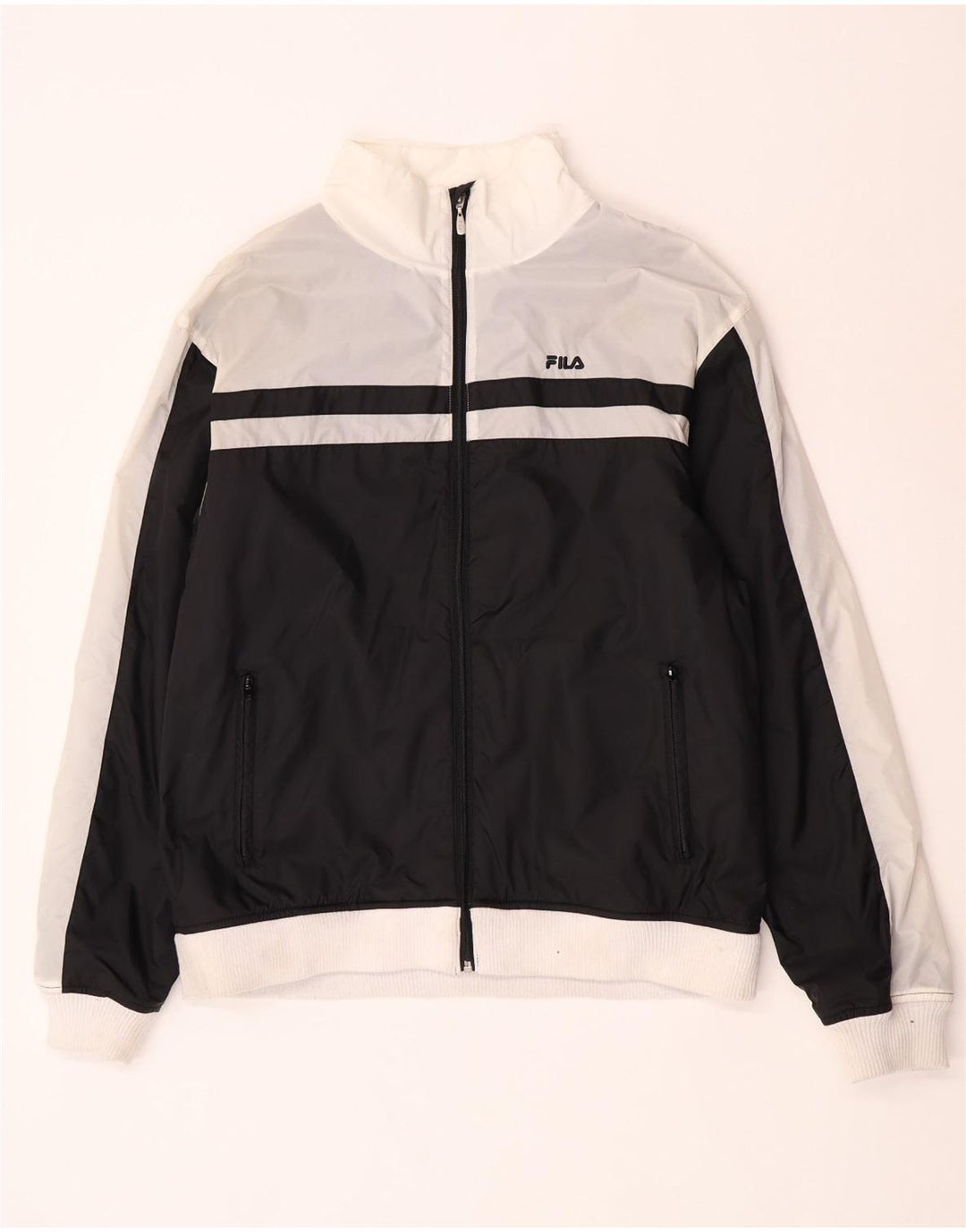 Fila Mens Bomber Jacket UK 40 Large Black Colourblock Polyamide