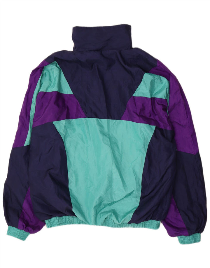 Vintage Mens Tracksuit Top Jacket Large Multicoloured Colourblock Polyamide