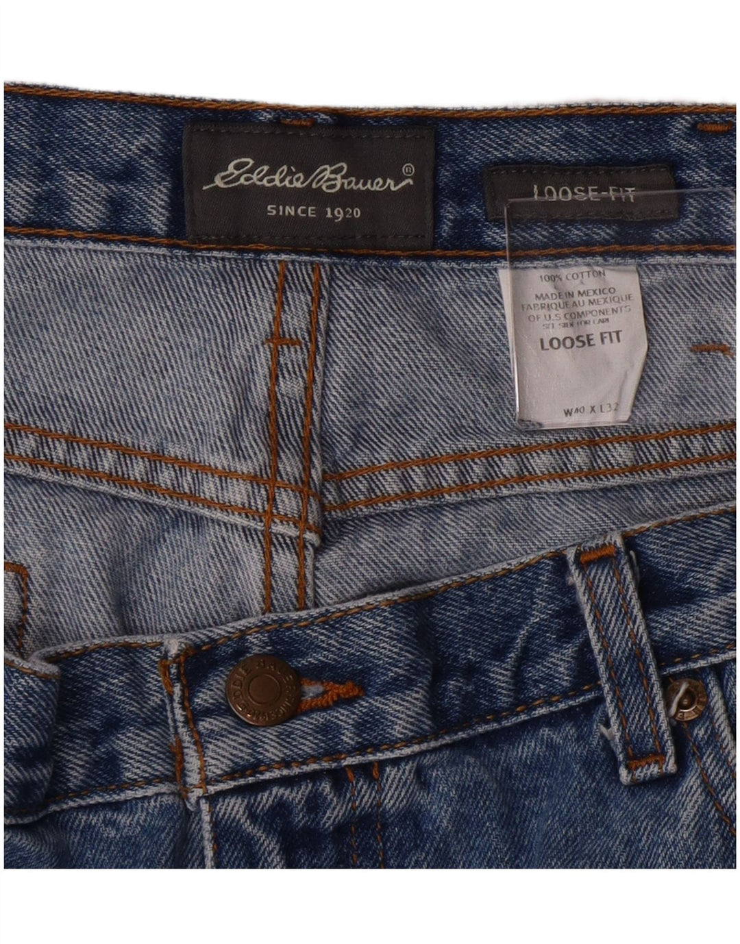 Eddie Bauer Mens Loose Jeans W40 L32 Blue Cotton