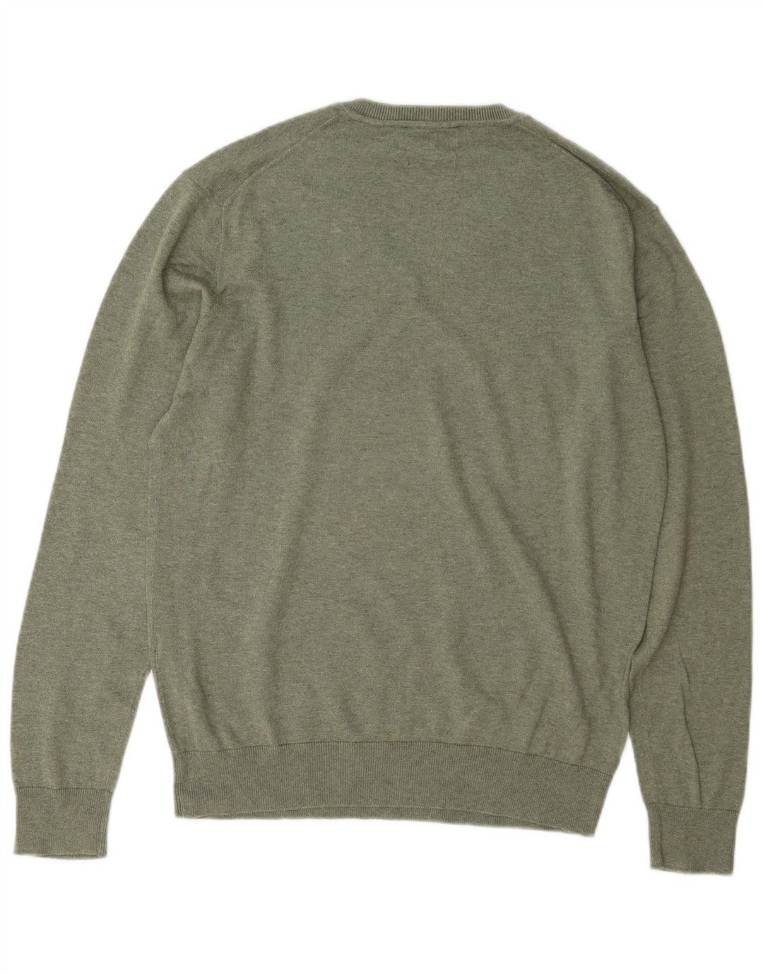 Zara Mens V-Neck Jumper Sweater Large Green