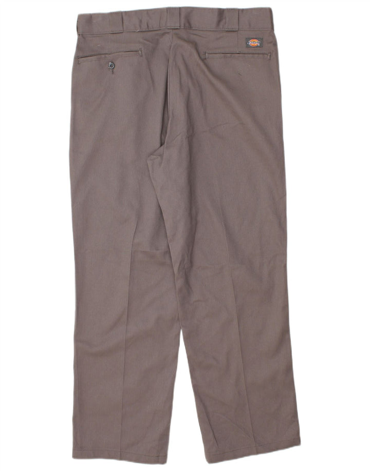 DICKIES Mens Flex Straight Chino Trousers W36 L30  Grey Polyester