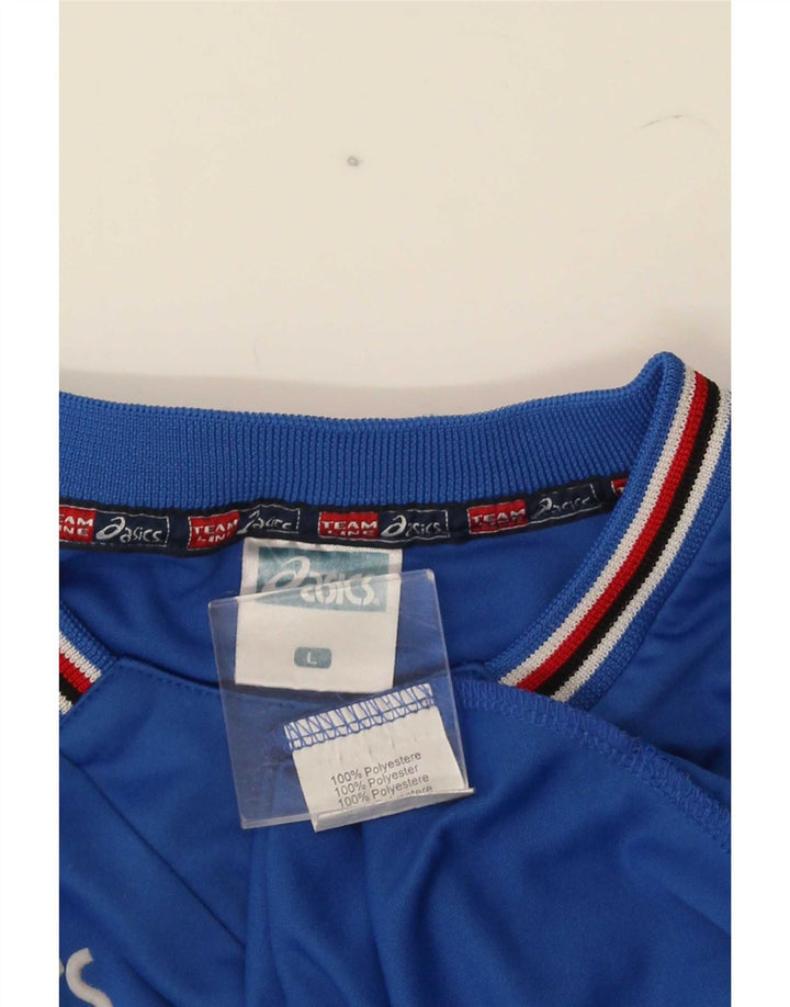 Asics Mens Graphic Top Long Sleeve Large Blue Striped Polyester