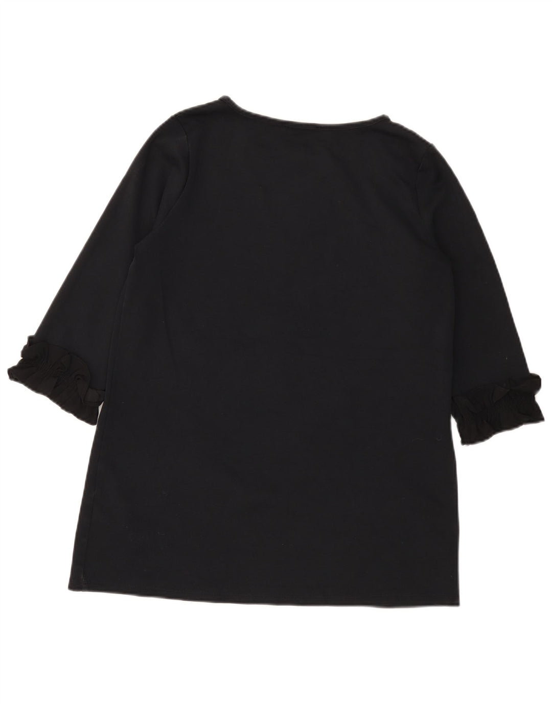 Marks & Spencer Womens 3/4 Sleeve Tunic Top UK 12 Medium Black Cotton