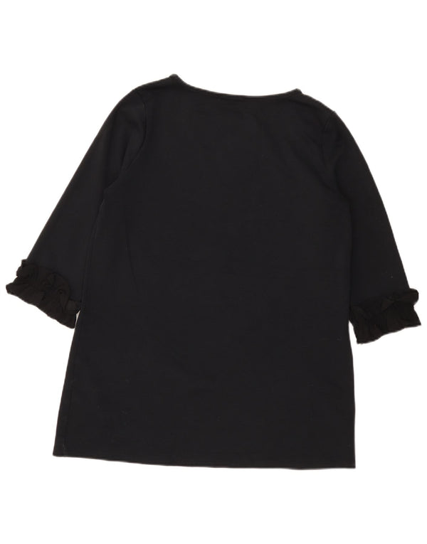 Marks & Spencer Womens 3/4 Sleeve Tunic Top UK 12 Medium Black Cotton