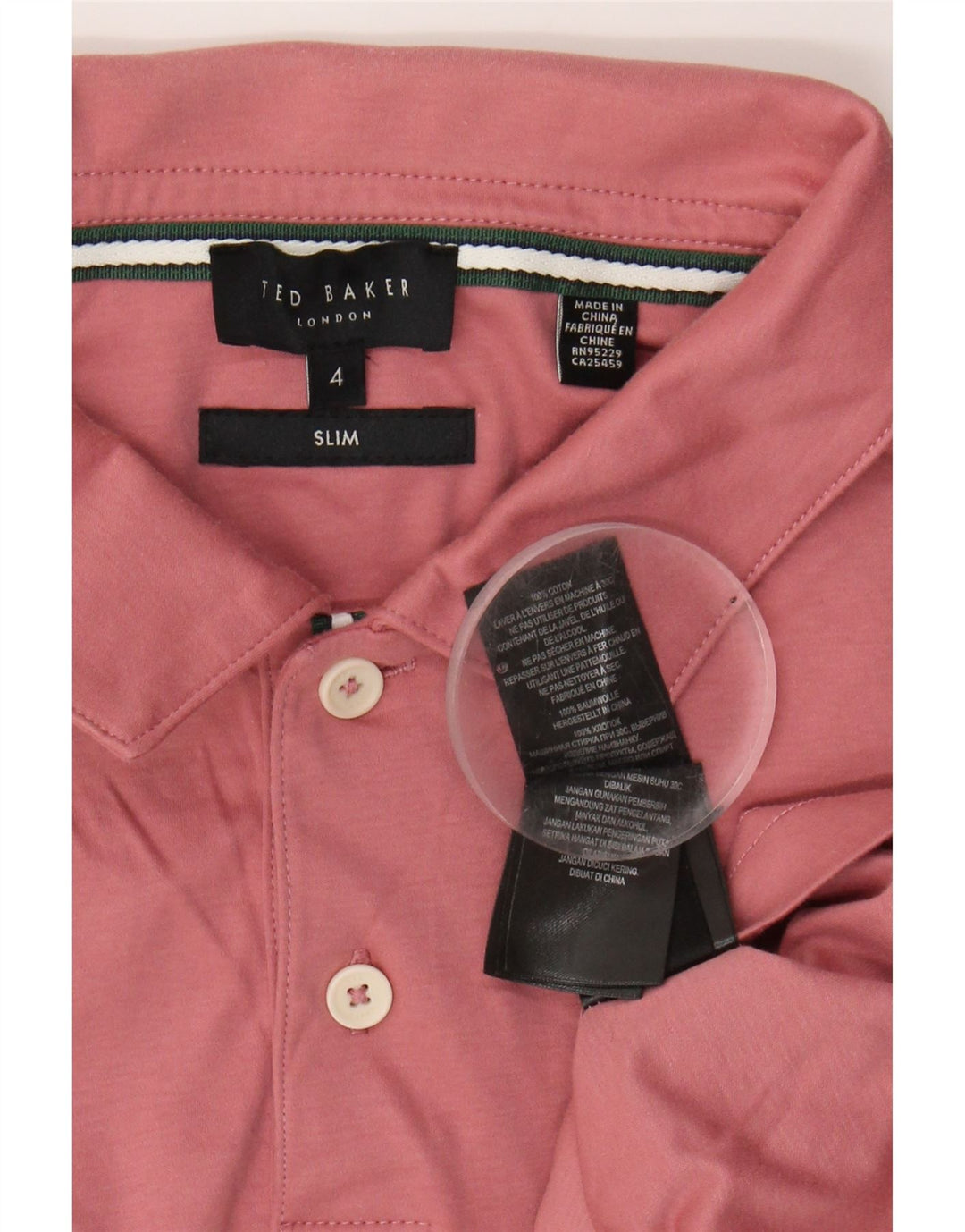 TED BAKER Mens Slim Polo Shirt Size 4 Large Pink Cotton Vintage Ted Baker and Second-Hand Ted Baker from Messina Hembry 