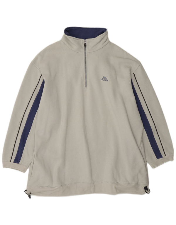Kappa Mens Zip Neck Sweatshirt Jumper XL Off White Cotton