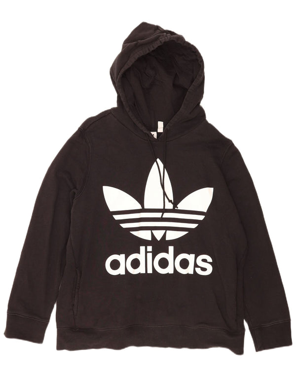 Adidas Womens Graphic Hoodie Jumper UK 20 2XL Black Cotton
