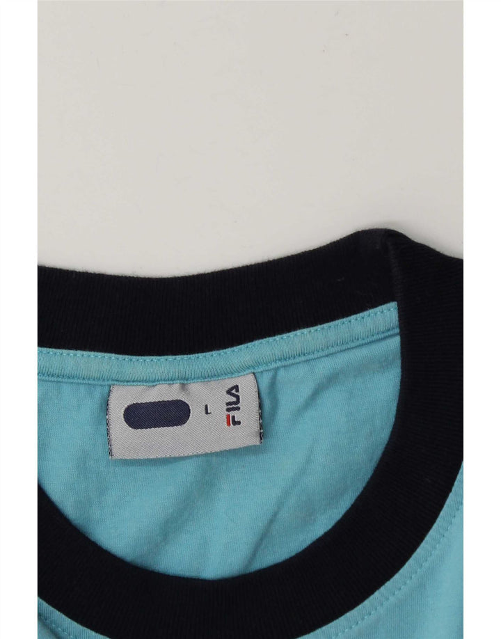 Fila Mens Graphic Top Long Sleeve Large Blue Colourblock