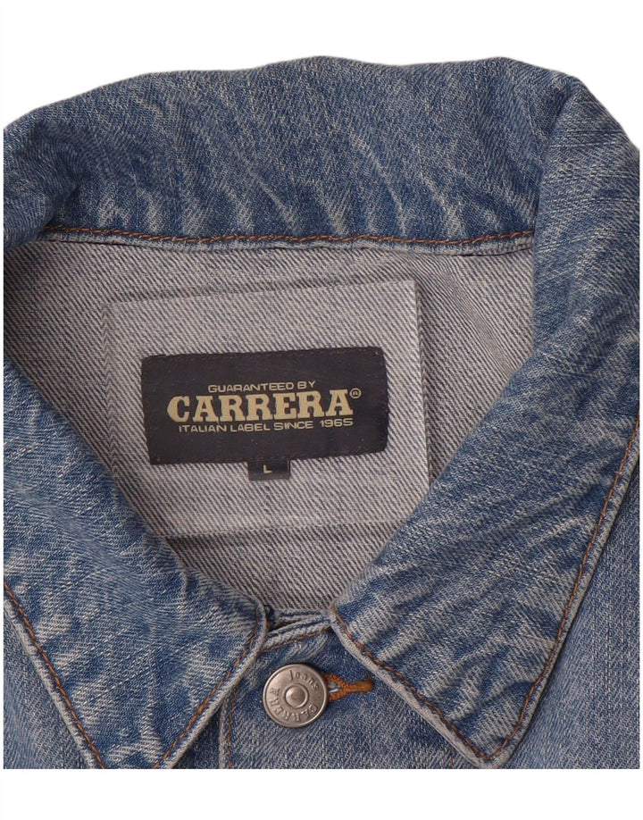CARRERA Mens Denim Jacket UK 40 Large Blue Cotton