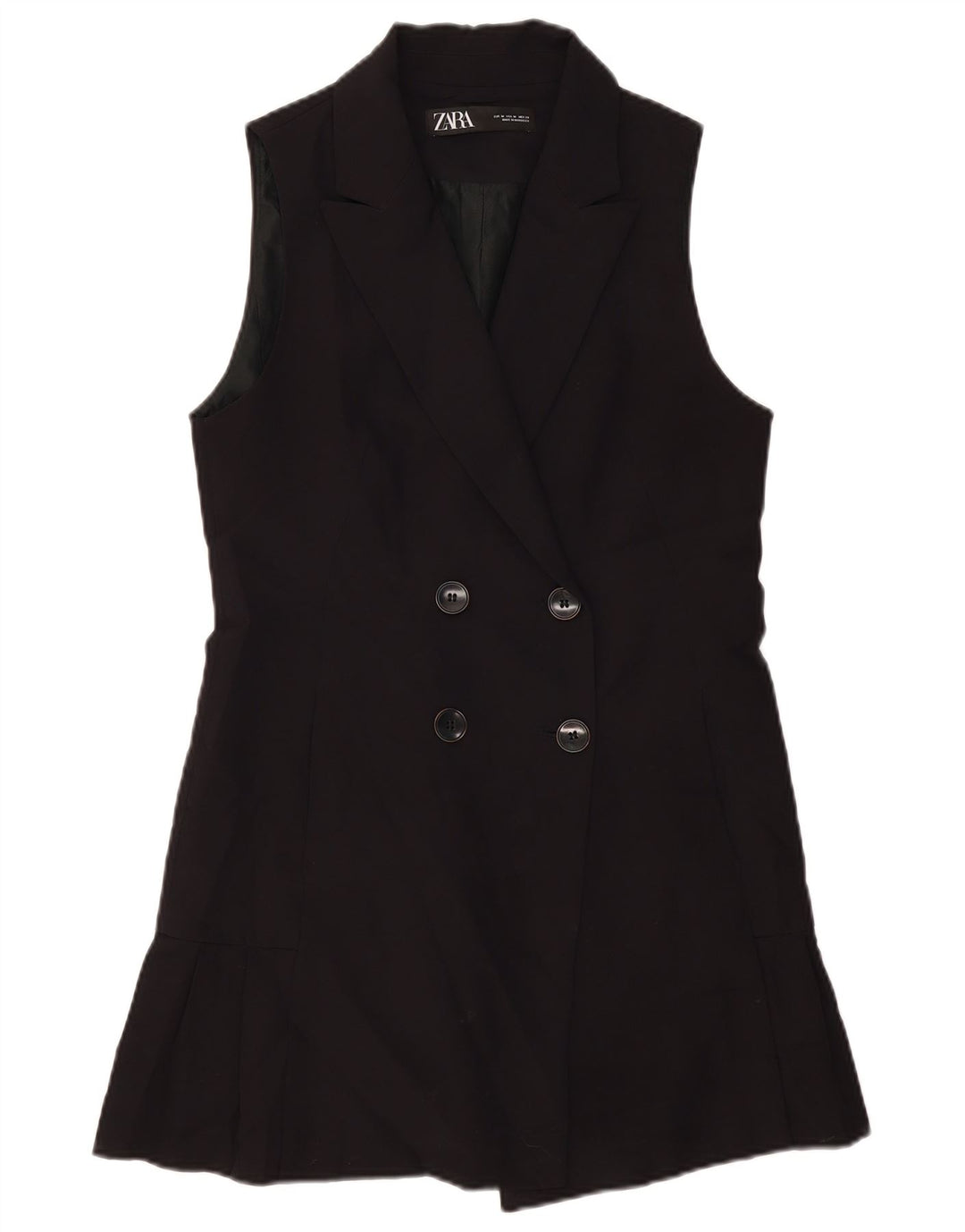 Zara Womens Sleeveless Double Breasted Coat UK 12 Medium Black